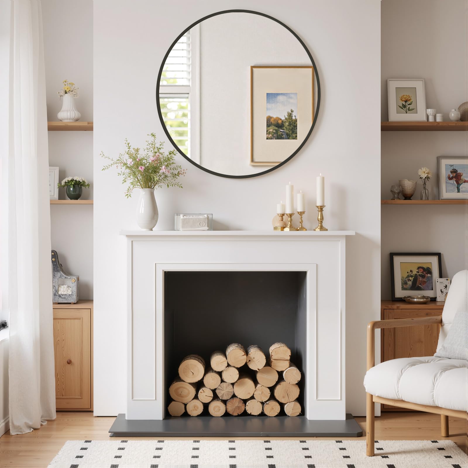 Modern Arch Wall Mirror with Metal Frame for Bedroom Living Room Entryway Decor