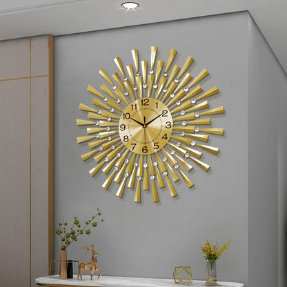 Large Round 3D Crystal Wall Clock with Silent Non-Ticking Design Battery Operated Home Decor for Living Room Bedroom Kitchen Office