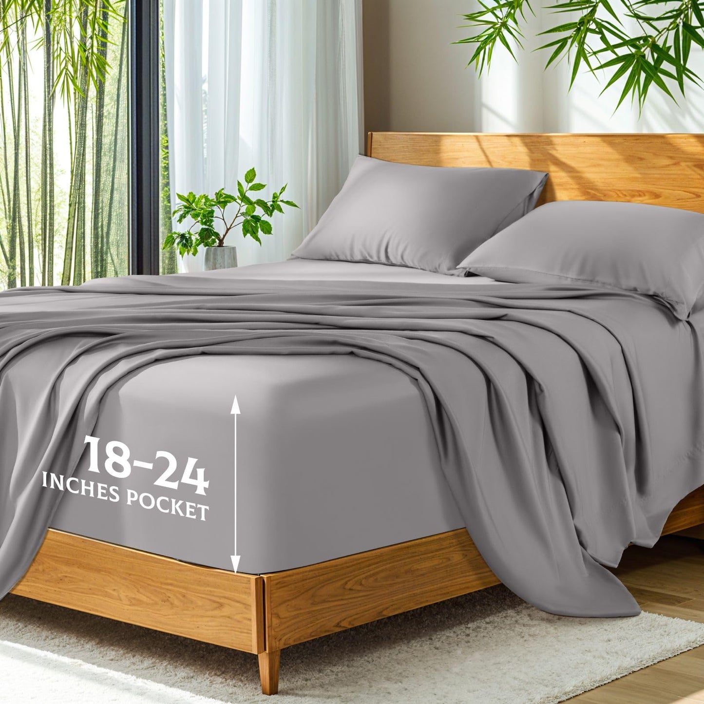 Bamboo Viscose Extra Deep Pocket Silky Bed Sheet Set Hotel Luxury Cooling Sheets