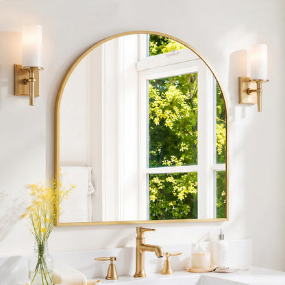 Modern Arch Wall Mirror with Metal Frame for Bedroom Living Room Entryway Decor