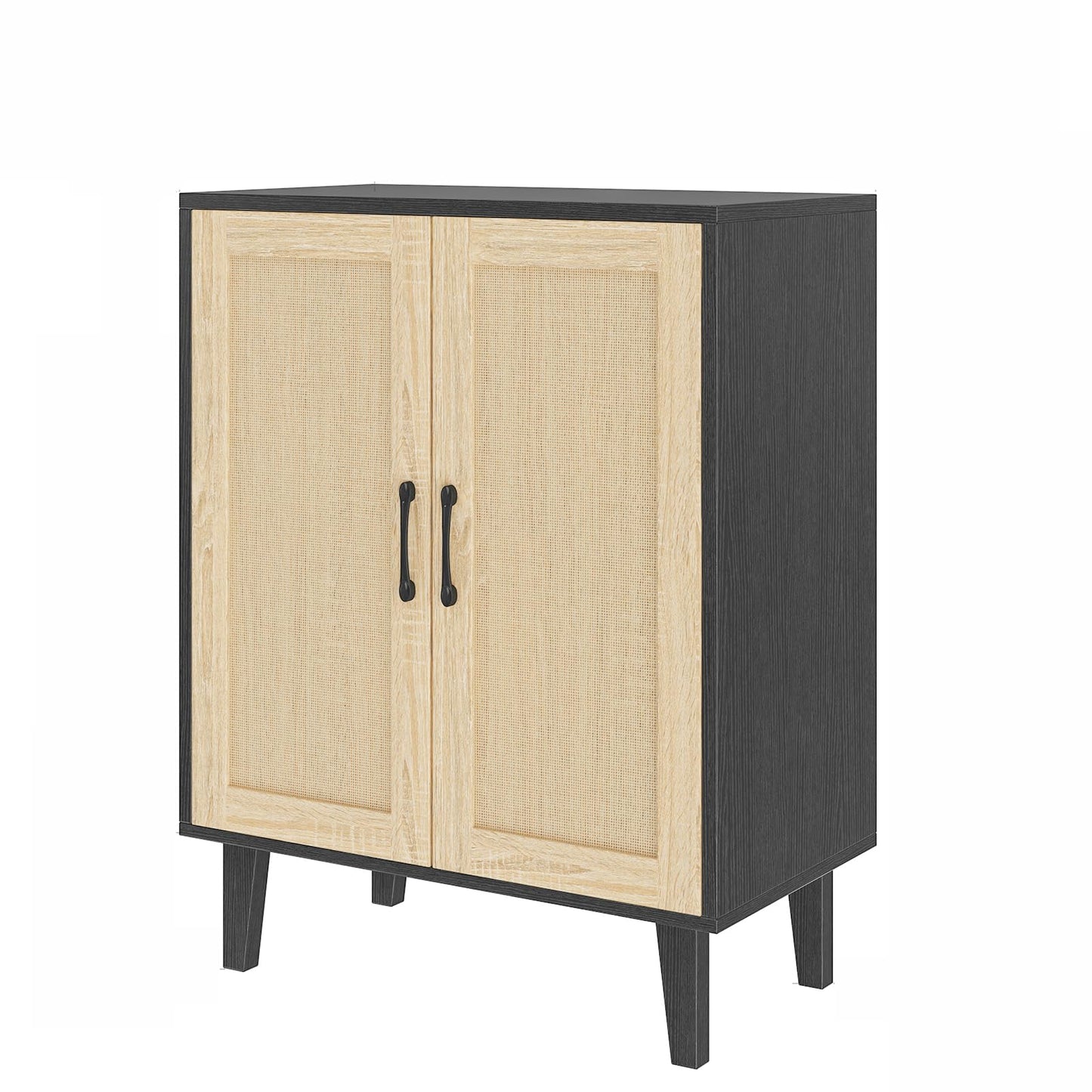 Rattan Door Sideboard Buffet Cabinet with Storage Accent Kitchen Cupboard