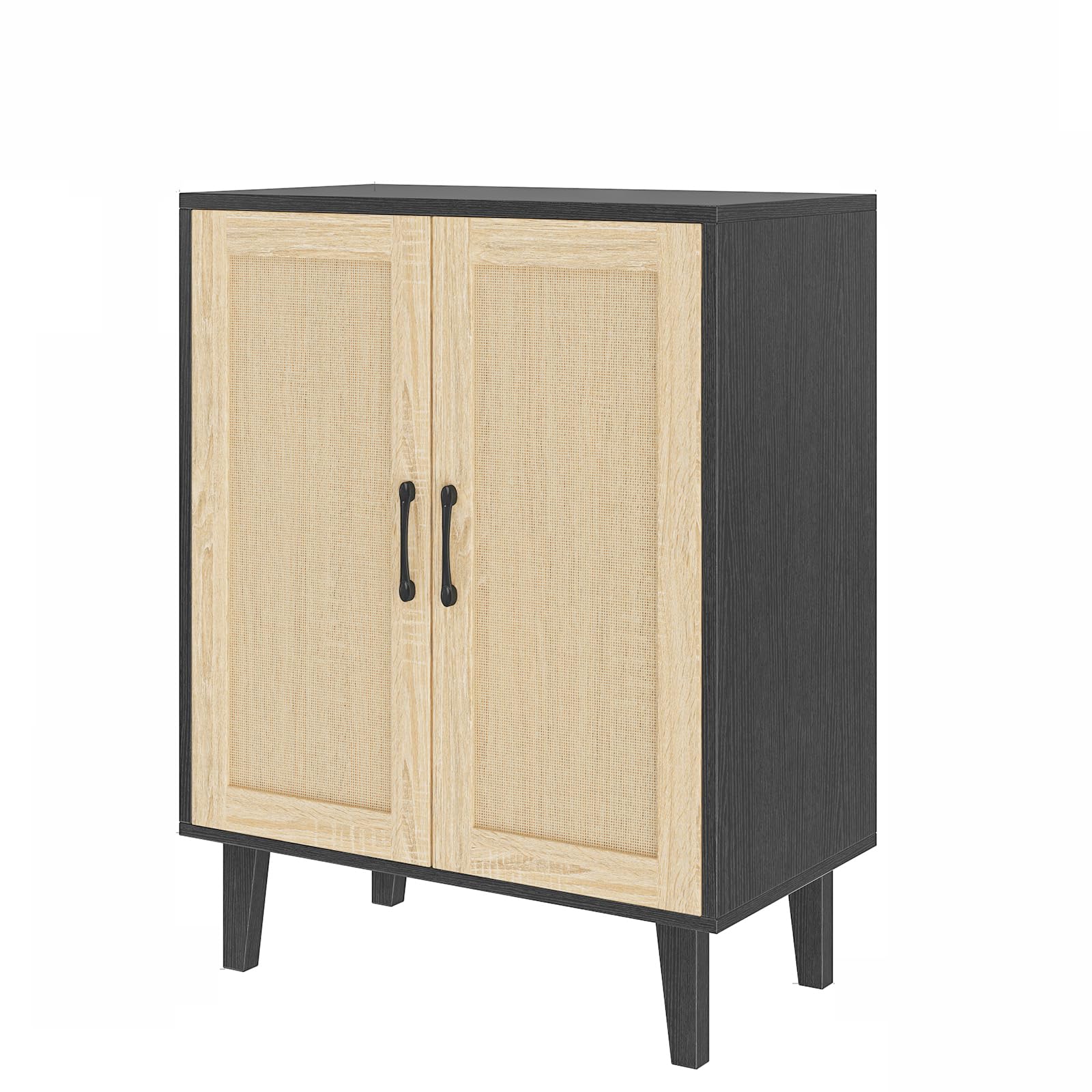 Rattan Door Sideboard Buffet Cabinet with Storage Accent Kitchen Cupboard
