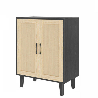 Rattan Door Sideboard Buffet Cabinet with Storage Accent Kitchen Cupboard