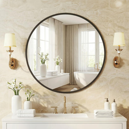 Matte Metal Framed Wall Mirror for Bathroom and Bedroom Vanity Decor