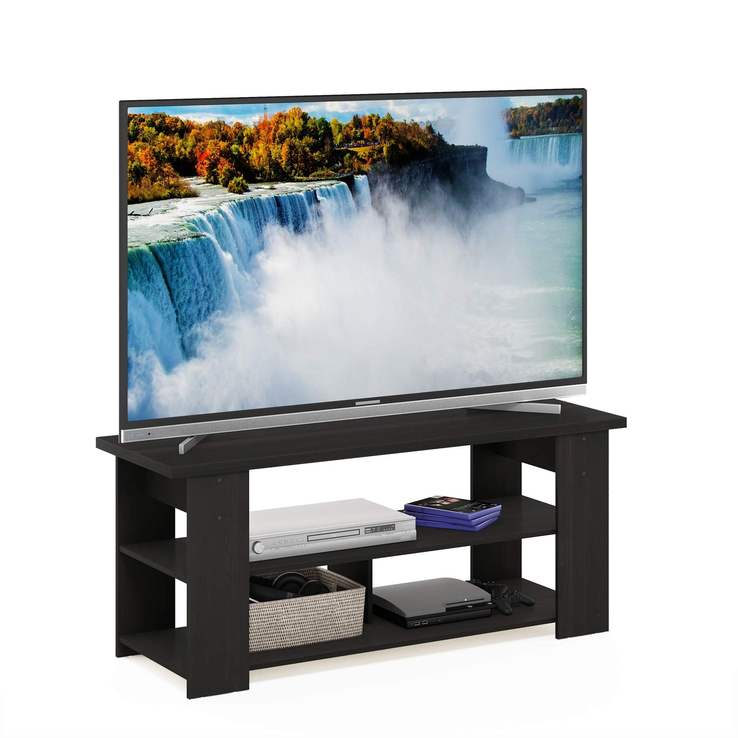 3-Tier Wide Storage Shelf with Open Shelves Engineered Wood Modern Design