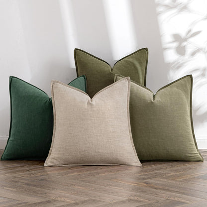 Linen Decorative Throw Pillow Covers Set of 4 Natural Boho Farmhouse Sofa Bed Cushion Covers