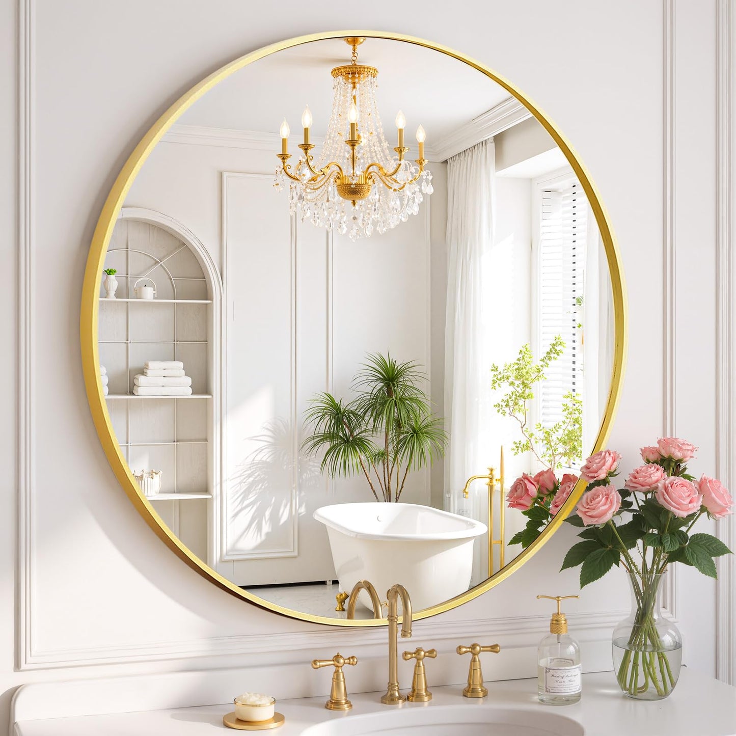 Modern Arch Wall Mirror with Metal Frame for Bedroom Living Room Entryway Decor