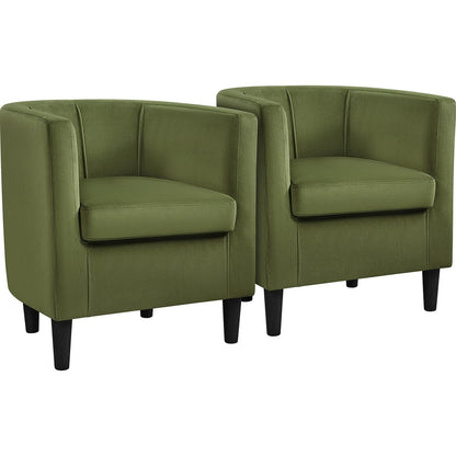 Velvet Armchair with Wide Seat and Wooden Frame for Living Room