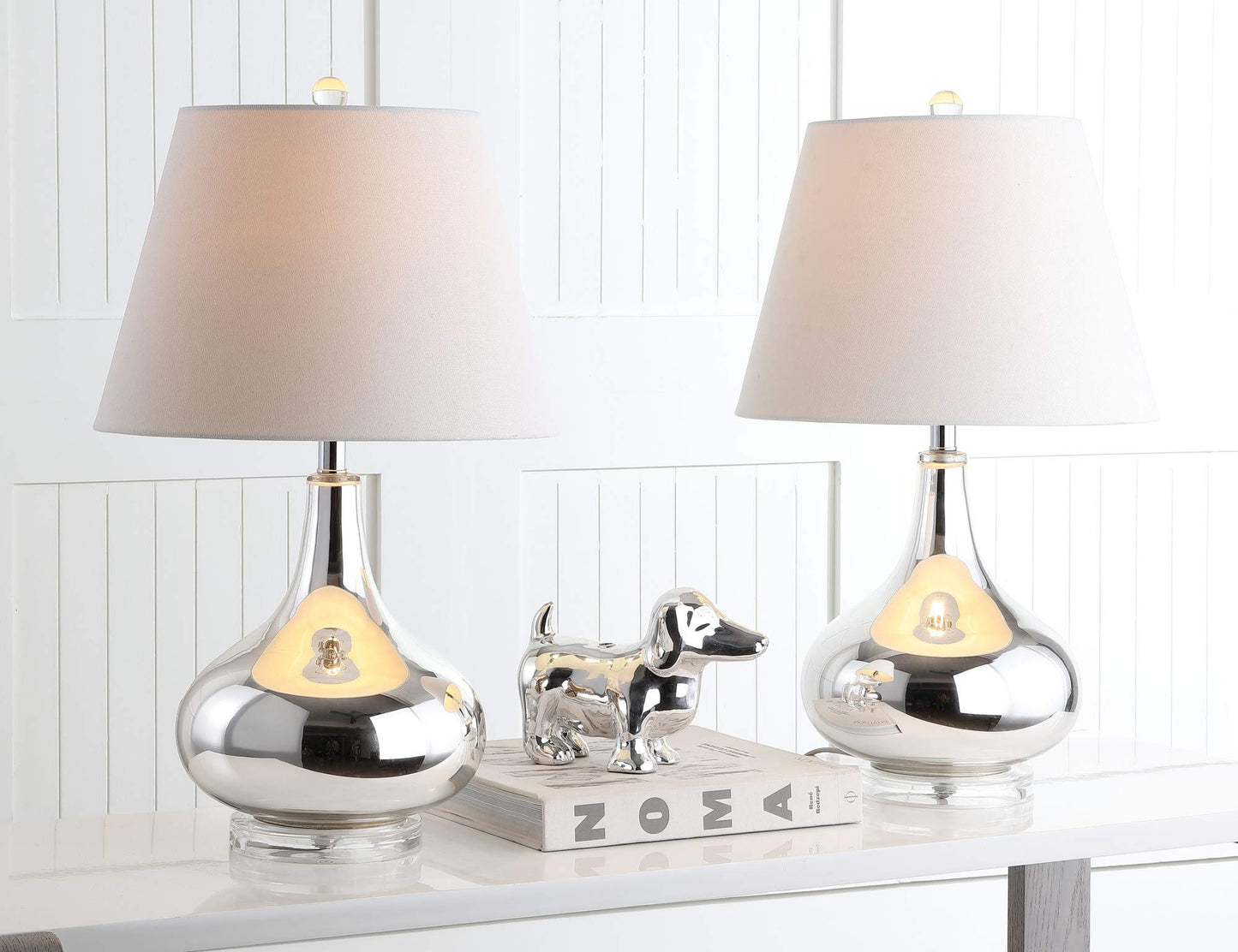 Modern Yellow Glass Gourd Table Lamp Set of 2 Contemporary Bedroom Living Room Desk Lamps LED Bulbs Included