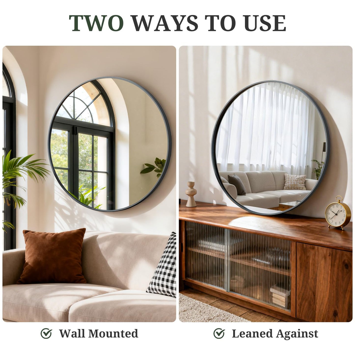 Modern Arch Wall Mirror with Metal Frame for Bedroom Living Room Entryway Decor