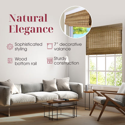ARLO BLINDS Cordless Bamboo Roman Shades Blinds