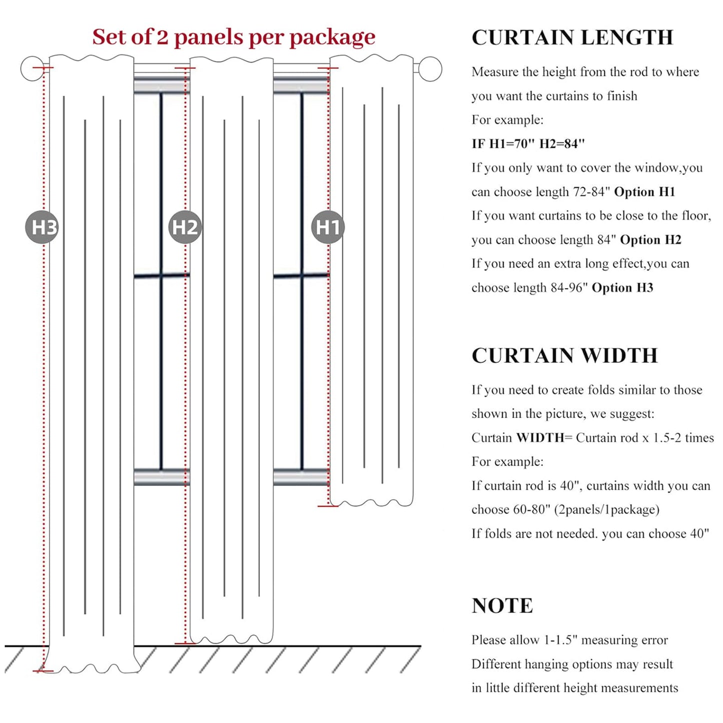 Linen Pinch Pleated Blackout Curtains 2 Panels Drapes for Living Room Bedroom