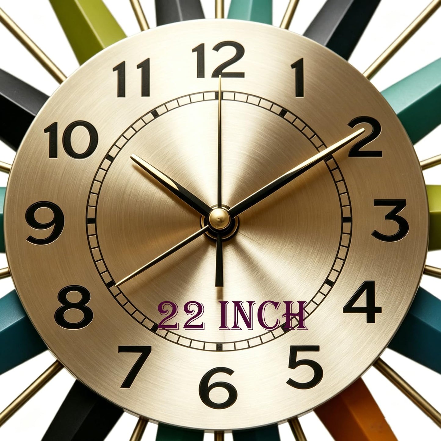 Mid-Century Star Shaped Metal Crystal Wall Clock Silent Decorative Wall Clock for Living Room Bedroom Dining Room Office Porch