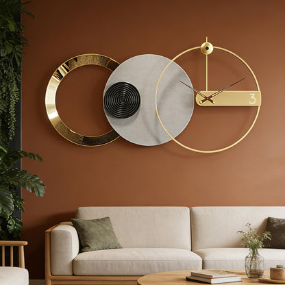 Mid Century Modern Gold Metal Wall Clock Silent Battery Operated 24 Inch Decorative Clock for Living Room Bedroom Office