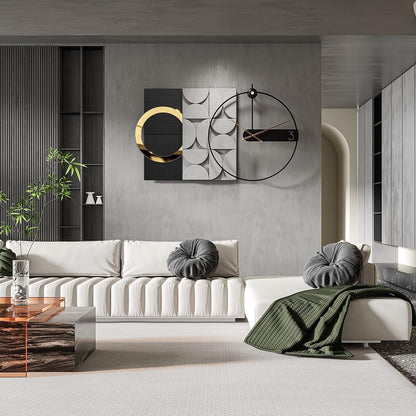 Mid Century Modern Gold Metal Wall Clock Silent Battery Operated 24 Inch Decorative Clock for Living Room Bedroom Office