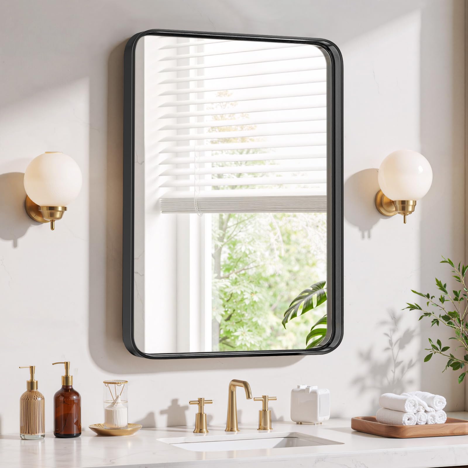 Modern Arch Wall Mirror with Metal Frame for Bedroom Living Room Entryway Decor