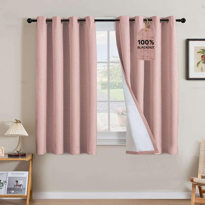 Linen Blackout Curtains Thick Textured Thermal Insulated Extra Wide Grommet Patio Door Drapes