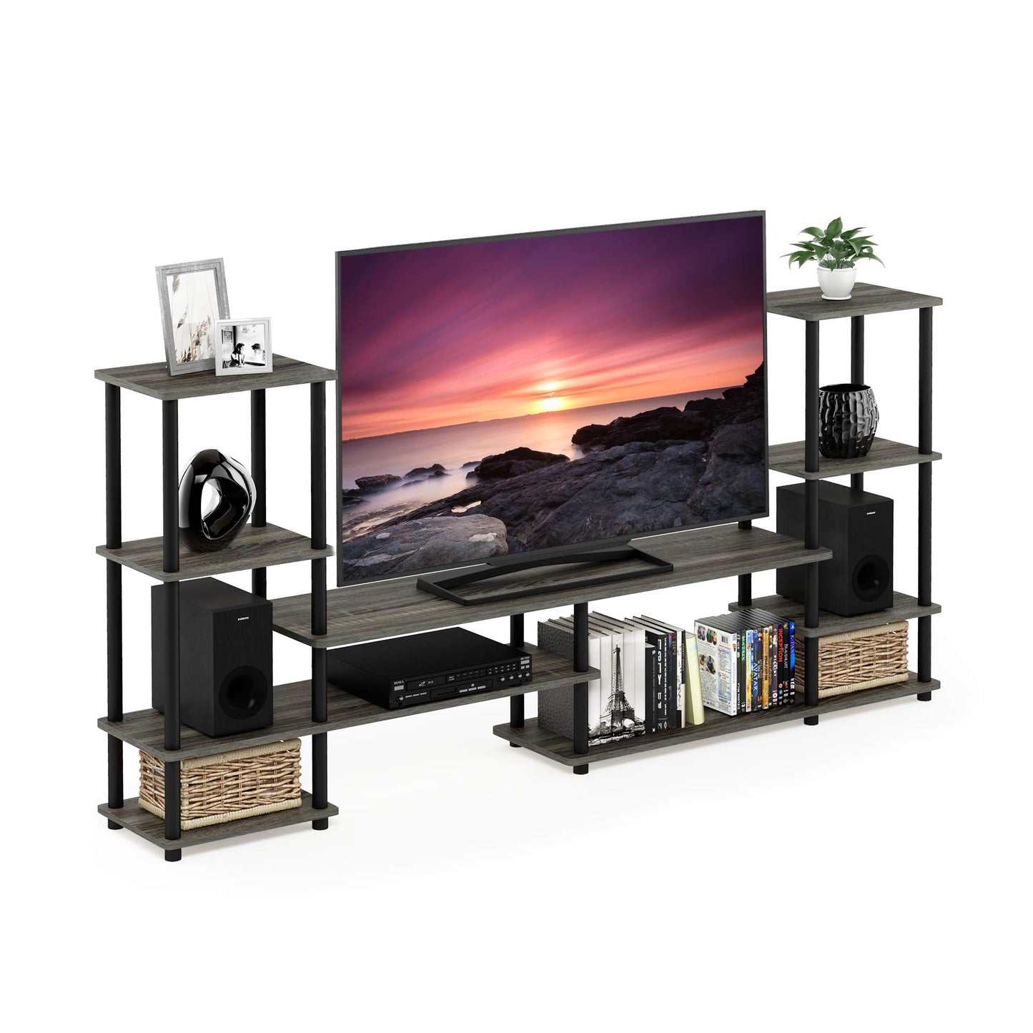 3-Tier Wide Storage Shelf with Open Shelves Engineered Wood Modern Design