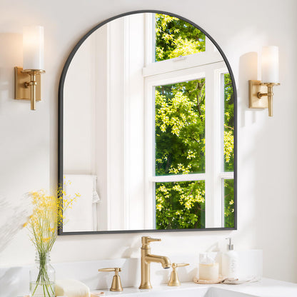 Modern Arch Wall Mirror with Metal Frame for Bedroom Living Room Entryway Decor