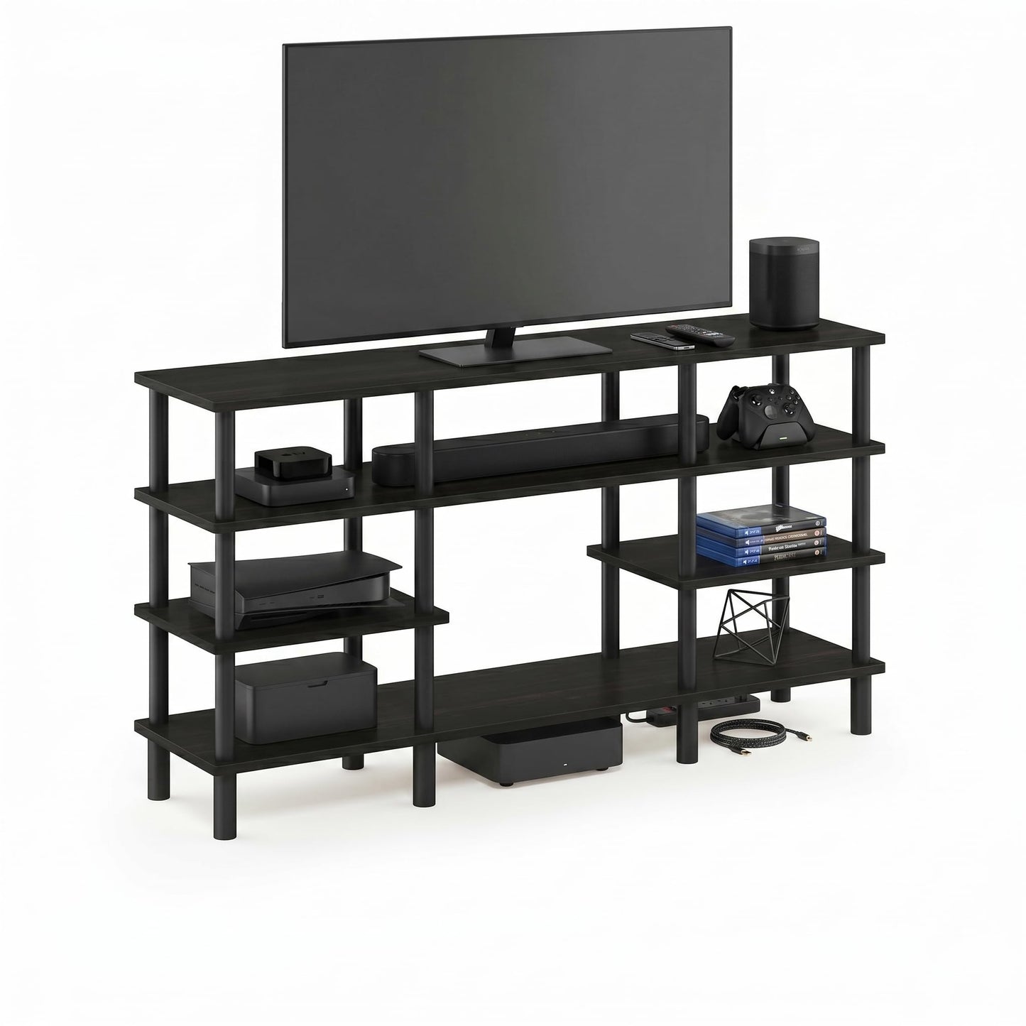 3-Tier Wide Storage Shelf with Open Shelves Engineered Wood Modern Design