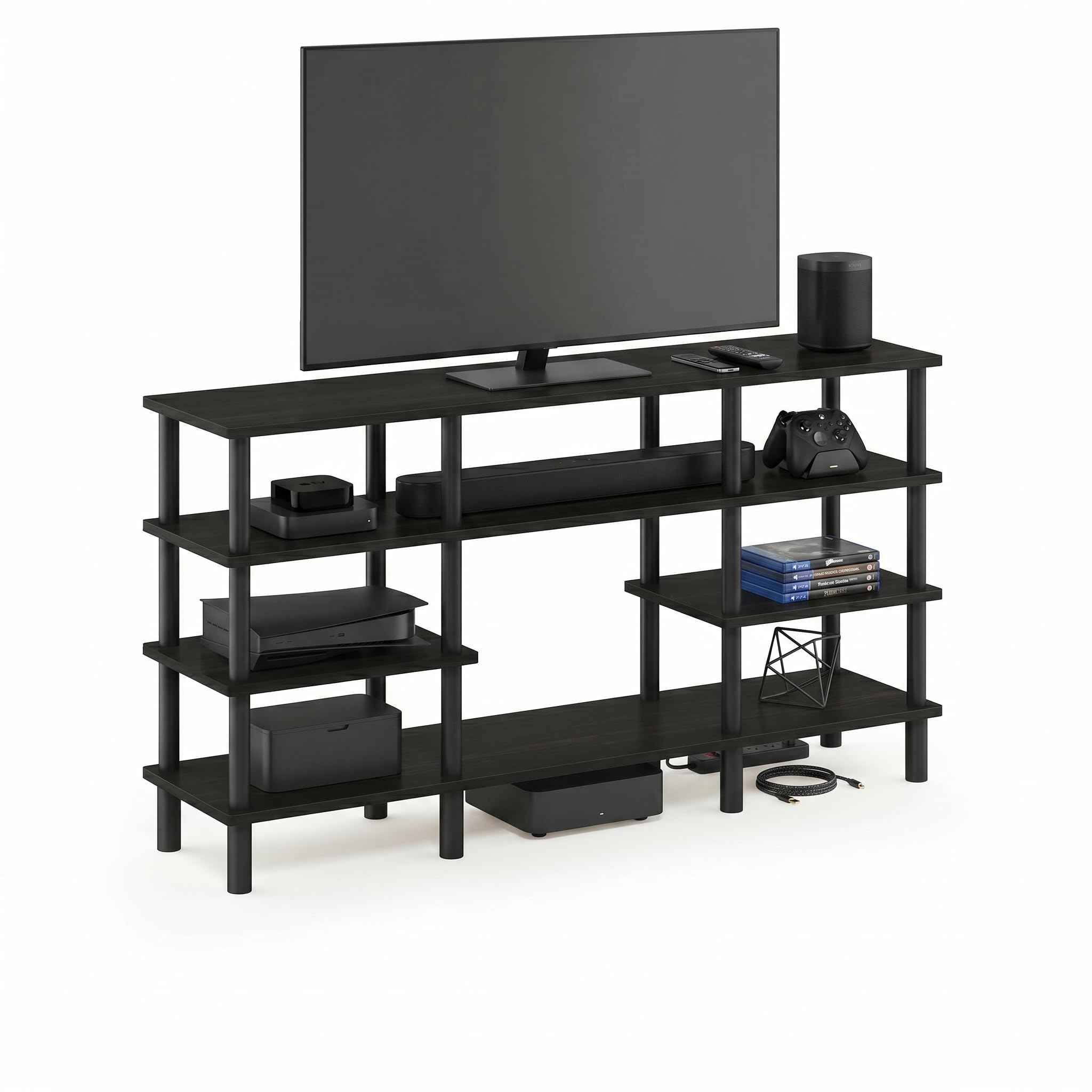 3-Tier Wide Storage Shelf with Open Shelves Engineered Wood Modern Design