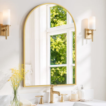 Modern Arch Wall Mirror with Metal Frame for Bedroom Living Room Entryway Decor
