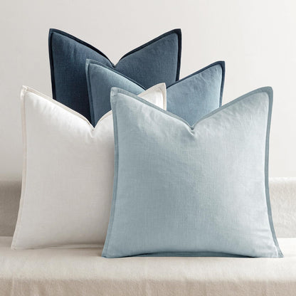 Linen Decorative Throw Pillow Covers Set of 4 Natural Boho Farmhouse Sofa Bed Cushion Covers
