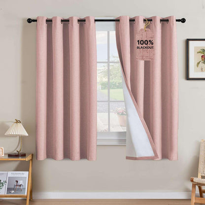 Linen Blackout Curtains Thick Textured Thermal Insulated Extra Wide Grommet Patio Door Drapes