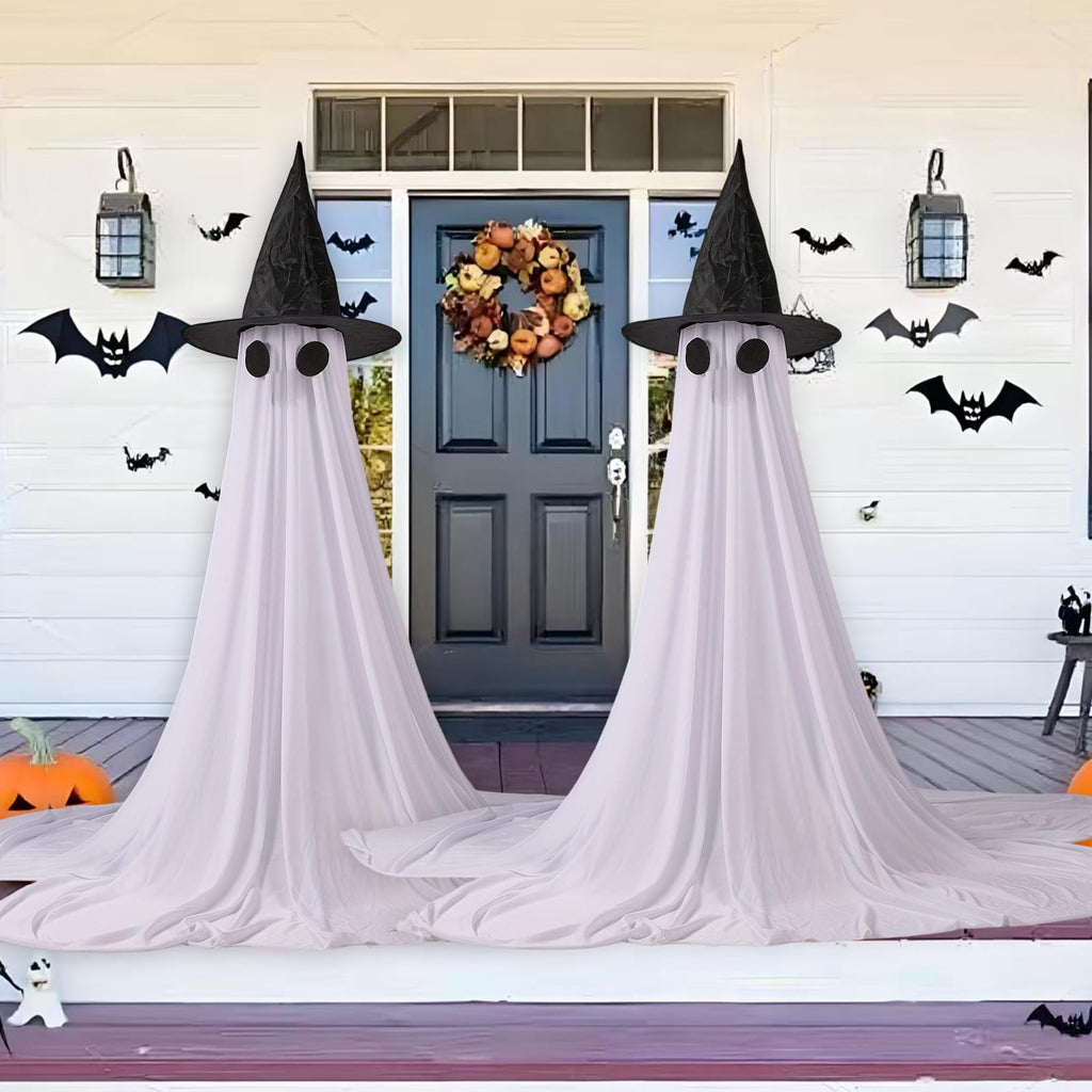 Halloween Ghost String Lights with Remote Control Indoor Outdoor Porch Yard Decorations (2 Pack)