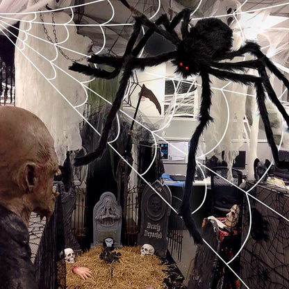 Giant Halloween Spider Web with 59 Inch Spider Indoor Outdoor Haunted House Yard Decoration