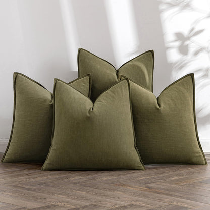 Linen Decorative Throw Pillow Covers Set of 4 Natural Boho Farmhouse Sofa Bed Cushion Covers