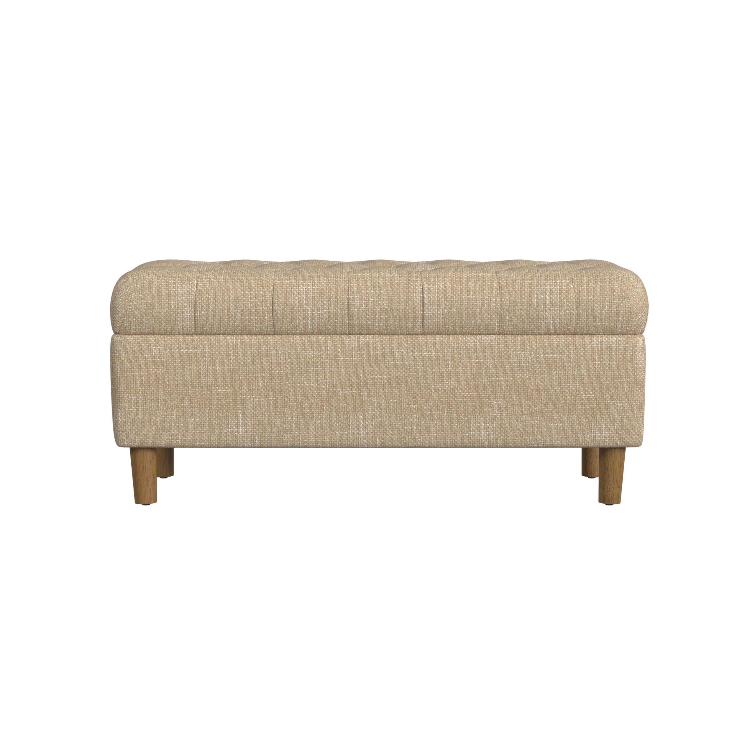 Tufted Storage Ottoman Bench with Hinged Lid for Living Room and Bedroom
