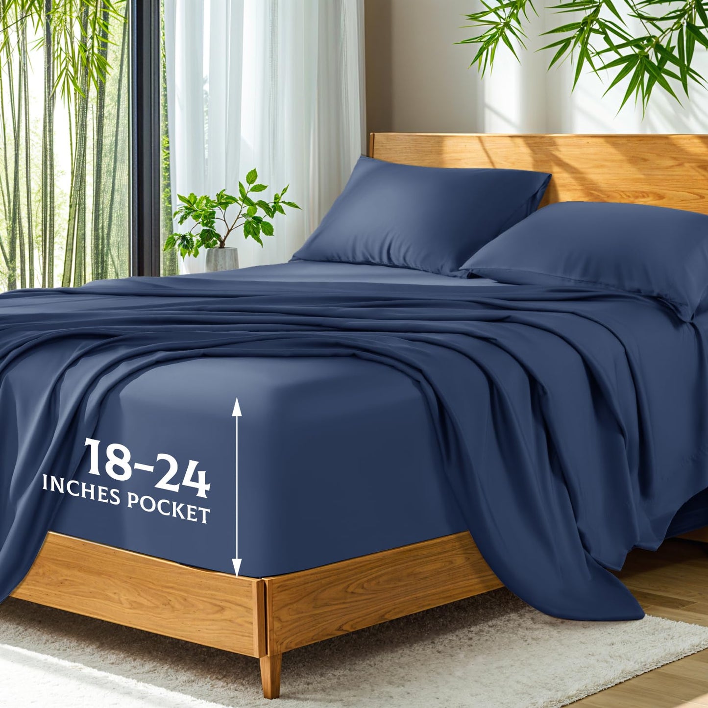 Bamboo Viscose Extra Deep Pocket Silky Bed Sheet Set Hotel Luxury Cooling Sheets