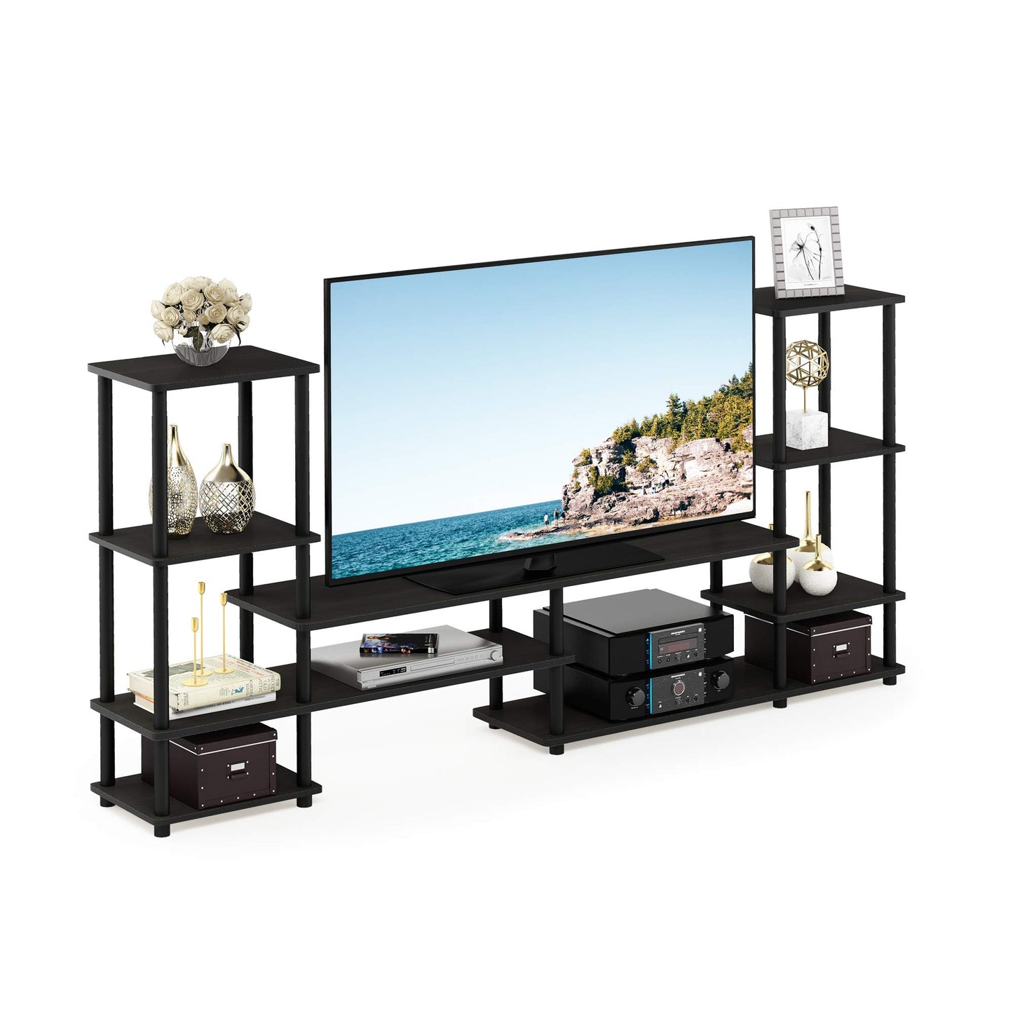 3-Tier Wide Storage Shelf with Open Shelves Engineered Wood Modern Design