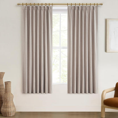 Linen Pinch Pleated Blackout Curtains 2 Panels Drapes for Living Room Bedroom