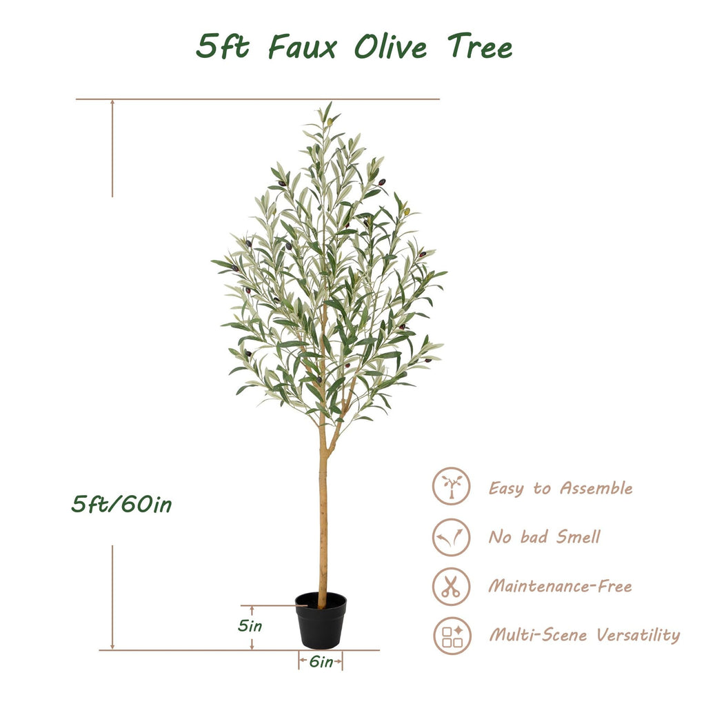 Faux Olive Tree with Real Wood Trunk