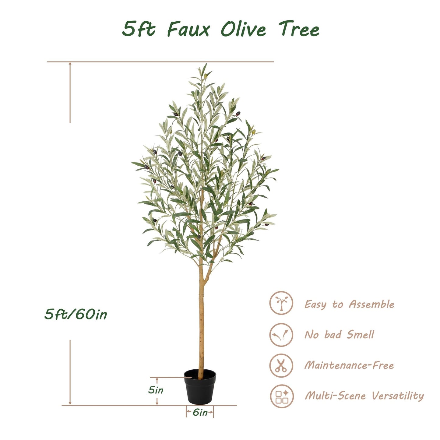 Faux Olive Tree with Real Wood Trunk