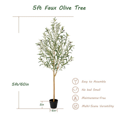 Faux Olive Tree with Real Wood Trunk
