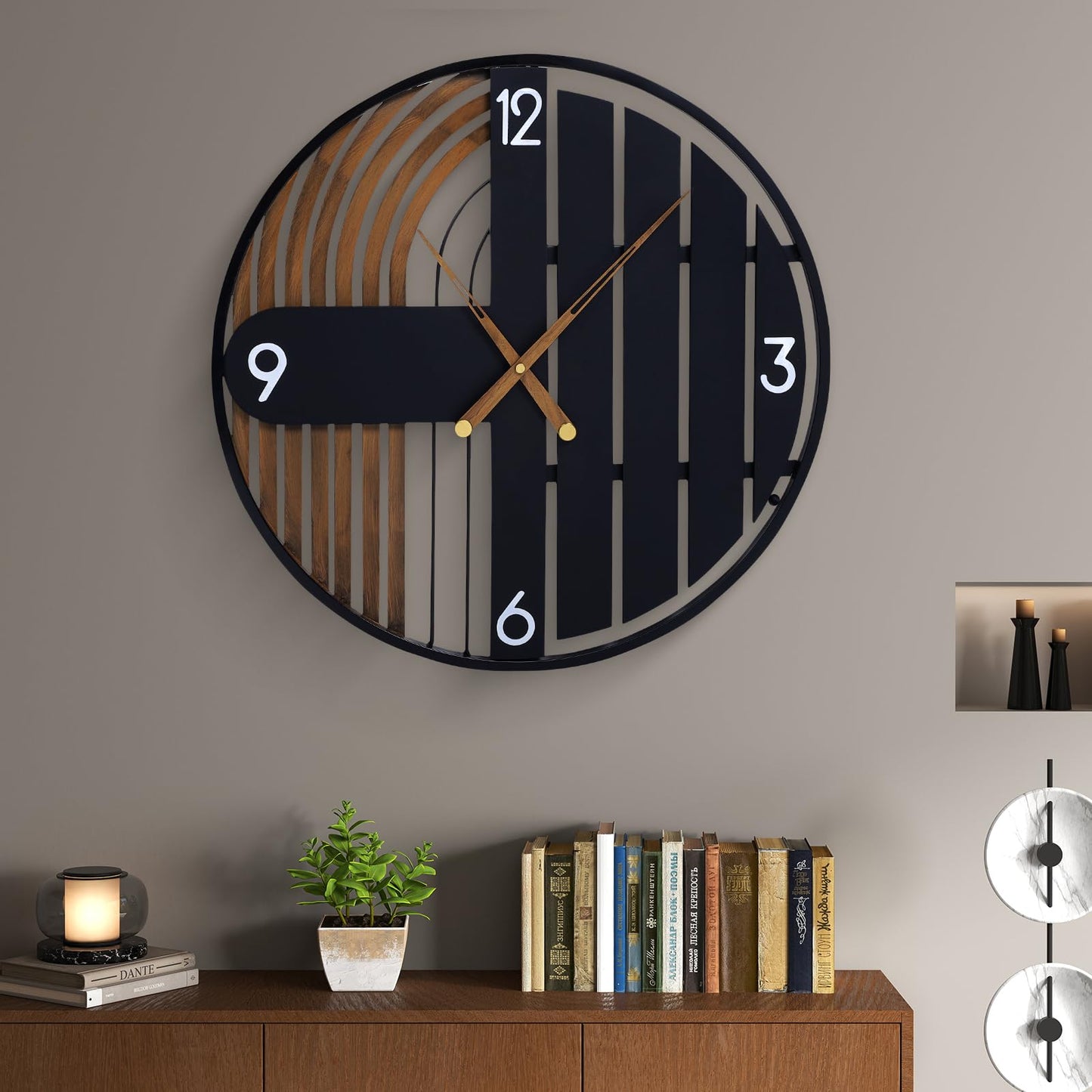 Silent Non-Ticking Metal Wall Clock Battery Operated Modern Decorative Clock for Living Room Bedroom Kitchen Office
