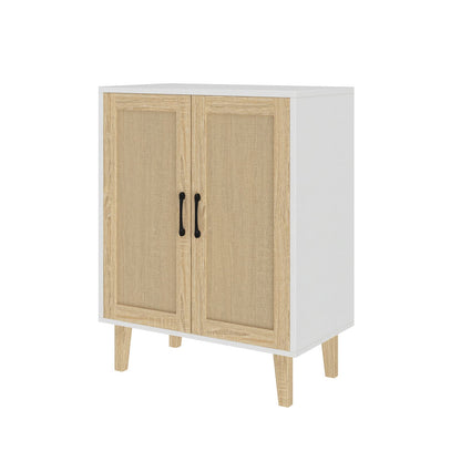 Rattan Door Sideboard Buffet Cabinet with Storage Accent Kitchen Cupboard