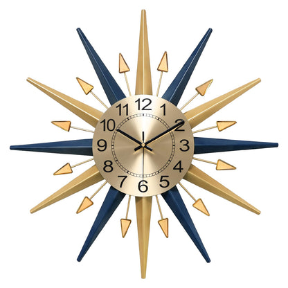 Mid-Century Starburst Metal Wall Clock with Crystal Accents Large Decorative Wall Clock for Home Office Living Room Kitchen