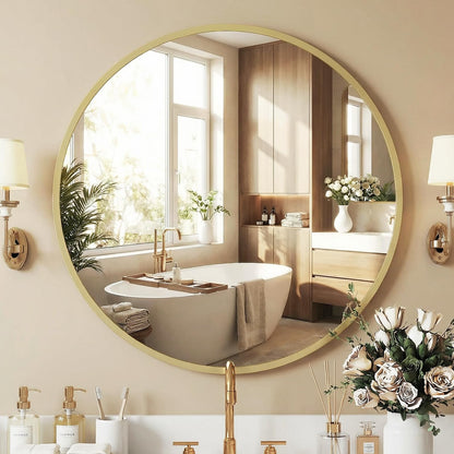 Matte Metal Framed Wall Mirror for Bathroom and Bedroom Vanity Decor