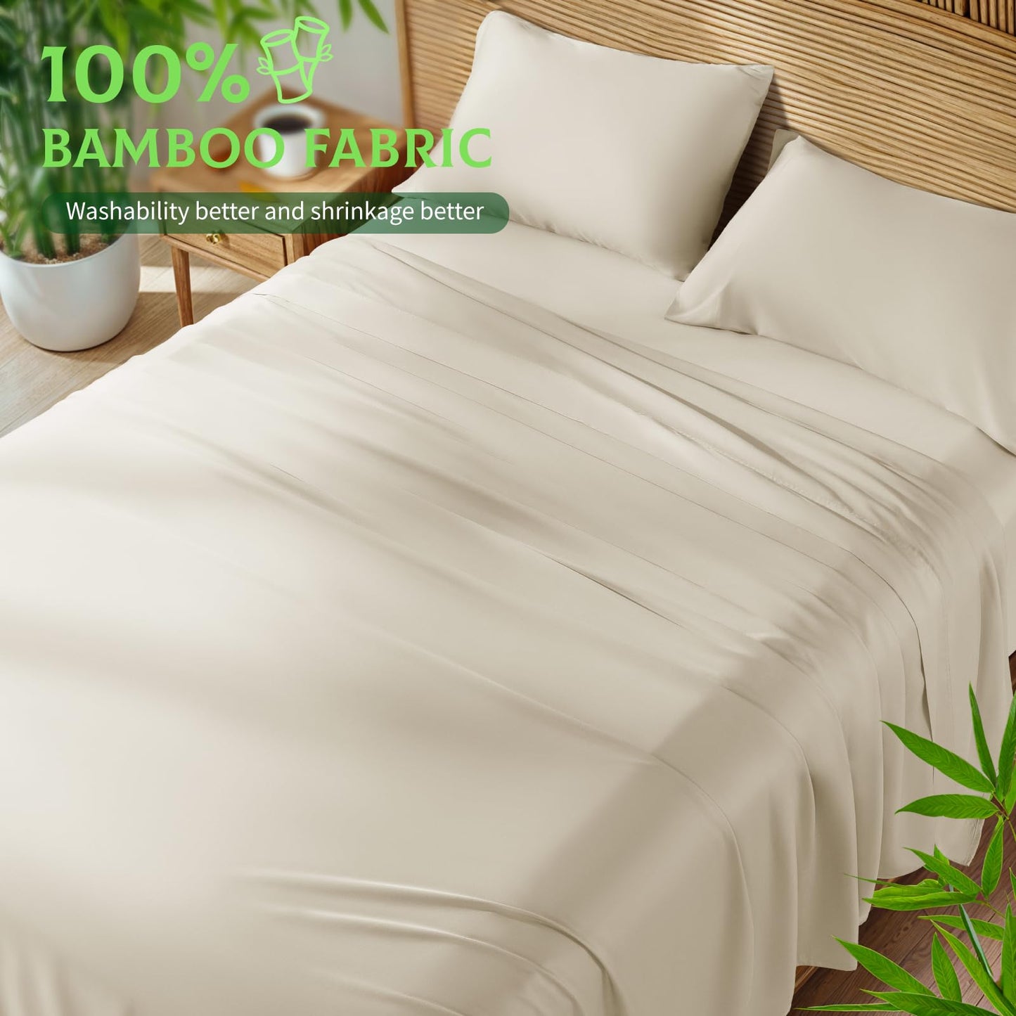 Bamboo Viscose Extra Deep Pocket Silky Bed Sheet Set Hotel Luxury Cooling Sheets