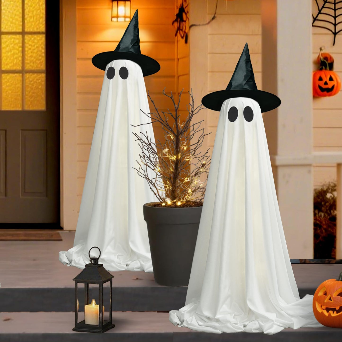 Halloween Ghost LED String Lights with Remote Control Indoor Outdoor Porch Yard Party Decoration 2 Pack