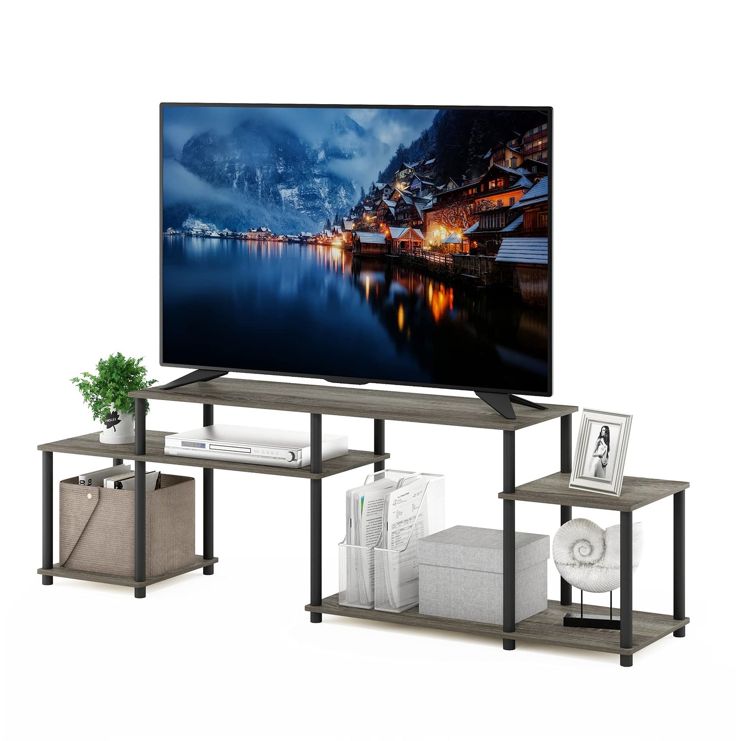 3-Tier Wide Storage Shelf with Open Shelves Engineered Wood Modern Design