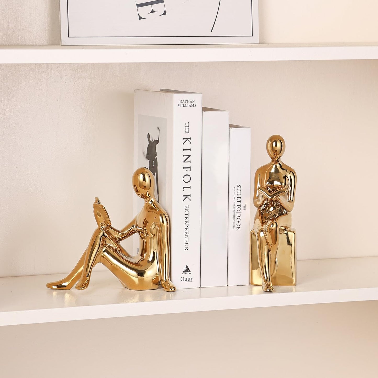 Ceramic Decorative Bookends Set of 2 for Shelves Home Office Bookshelf Decor