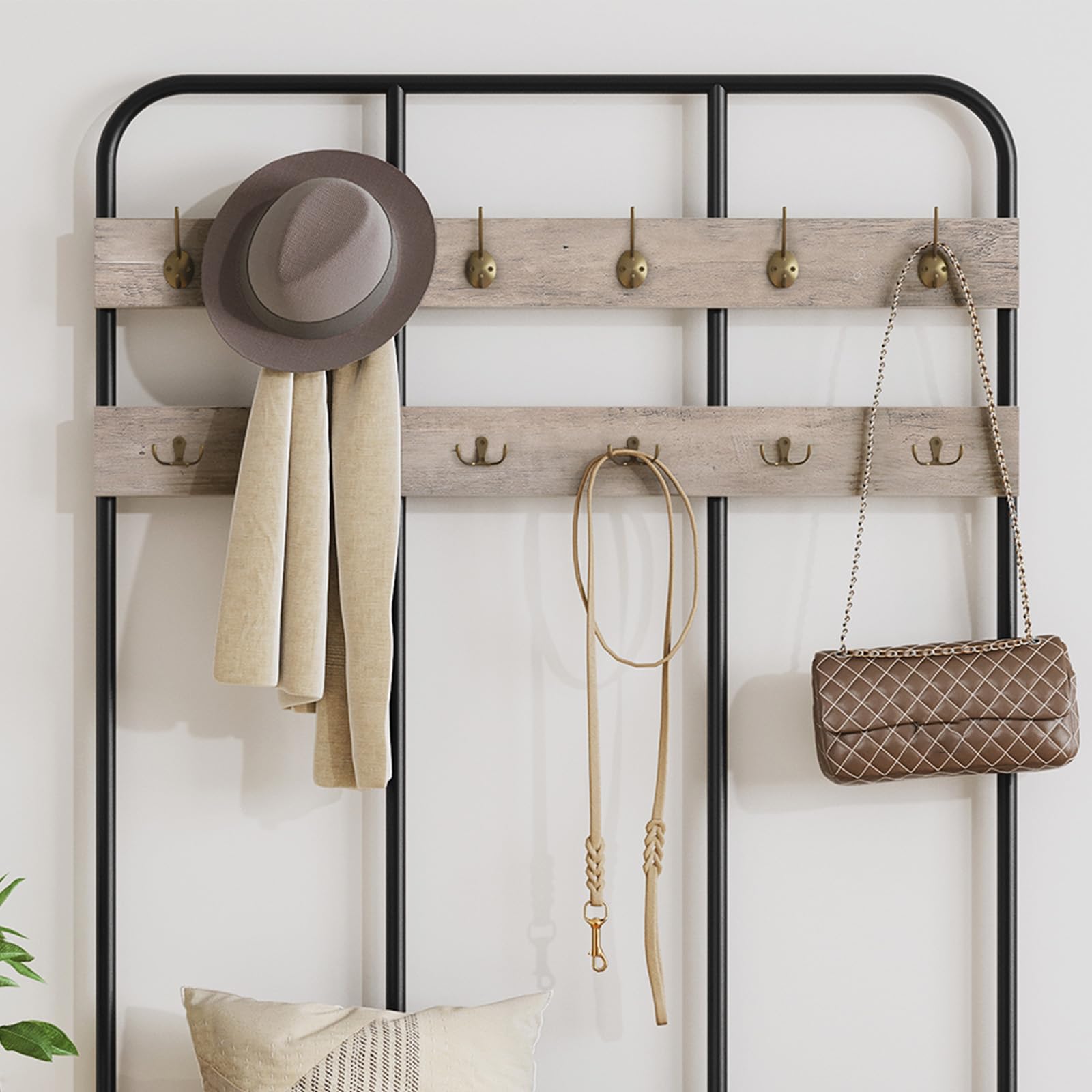 Hall Tree with Bench Coat Rack and Shoe Storage Entryway Organizer