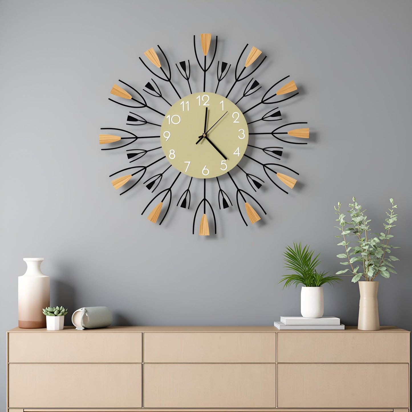 Silent Non-Ticking Metal Wall Clock Battery Operated Modern Decorative Clock for Living Room Bedroom Kitchen Office