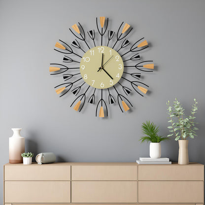 Silent Non-Ticking Metal Wall Clock Battery Operated Modern Decorative Clock for Living Room Bedroom Kitchen Office