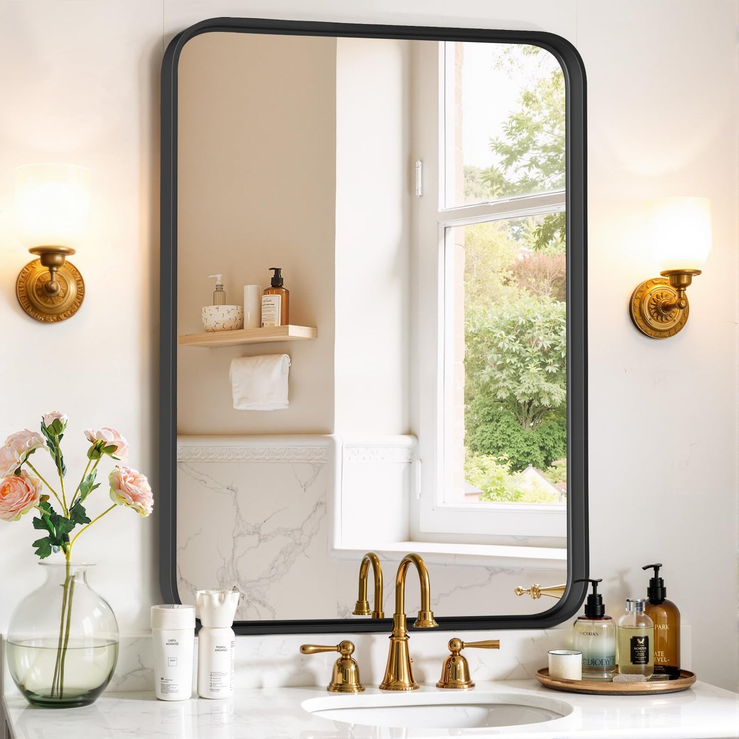 Modern Arch Wall Mirror with Metal Frame for Bedroom Living Room Entryway Decor